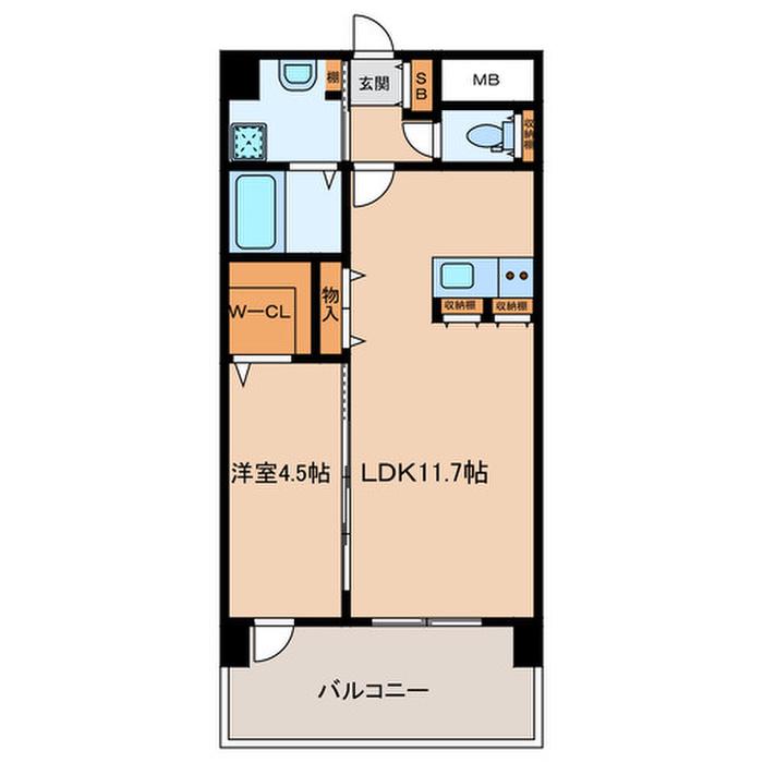 万玉ビル(1LDK/7階)の間取り写真