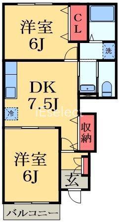 ブリーズガーデン(2DK/1階)の間取り写真