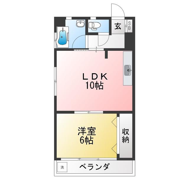 吉野ビル(1LDK/2階)の間取り写真