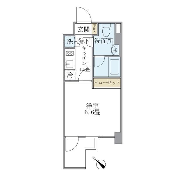 KDXレジデンス門前仲町(1K/2階)の間取り写真