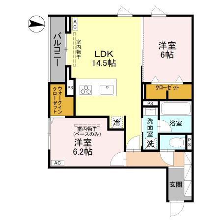 アルカサル(2LDK/3階)の間取り写真