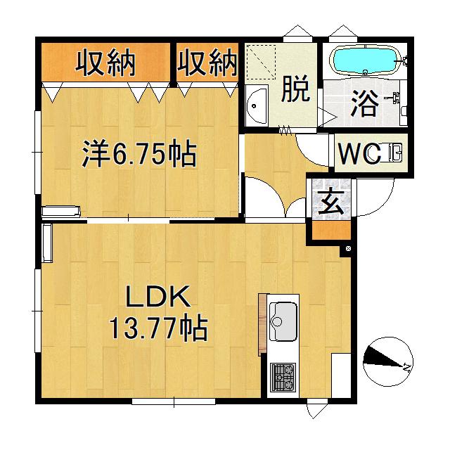 サンガーデン外崎A(1LDK/1階)の間取り写真