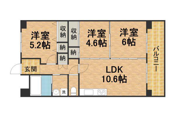 エルフォンテII(3LDK/3階)の間取り写真