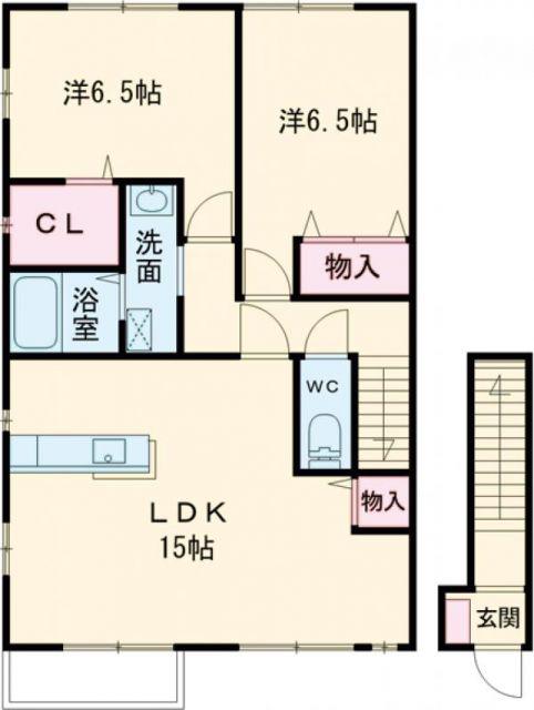 コンフォート大島IV B棟(2LDK/2階)の間取り写真