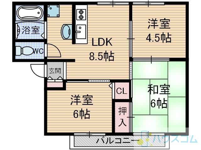 サンビレッヂ新和(3DK/1階)の間取り写真