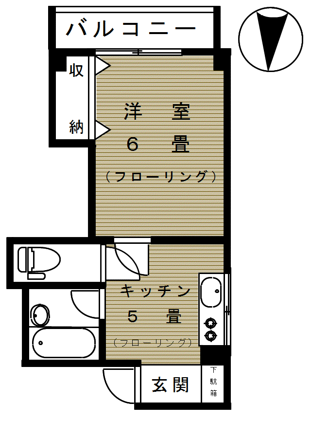 第一小川ビル(1DK/8階)の間取り写真