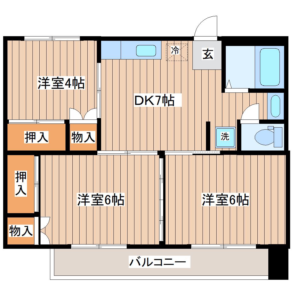 コーポイトウ(3DK/1階)の間取り写真