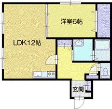 コーポリヴラン(1LDK/3階)の間取り写真