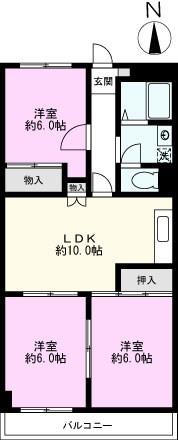 第2千代田マンション(3LDK/3階)の間取り写真