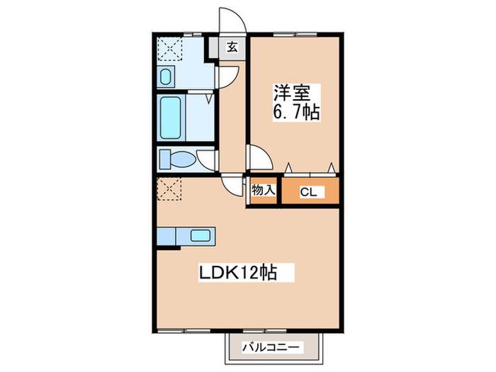 リースランド向佐野A棟(1LDK/1階)の間取り写真