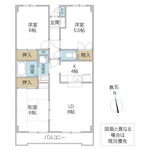 パークヒルズマルキ2(3LDK/3階)の間取り写真