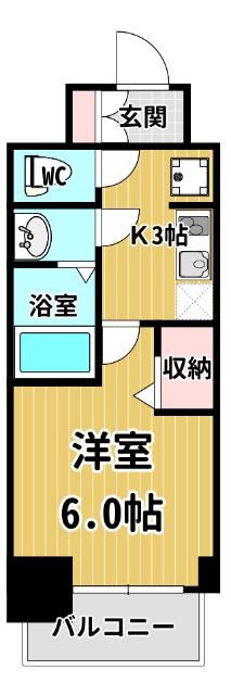 プレサンス松屋町ヴィゴラス(1K/8階)の間取り写真