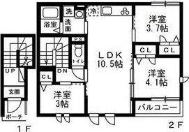 東武東上線 東武練馬駅 徒歩8分 2階建 築1年(3LDK/1階)の間取り写真