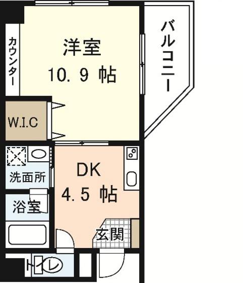 シャングリラI(1DK/6階)の間取り写真