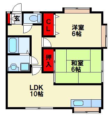グランドソレーユIII(2LDK/2階)の間取り写真