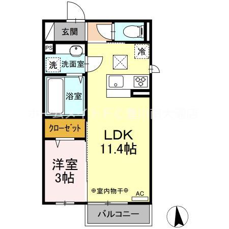 ARTERE(1LDK/1階)の間取り写真