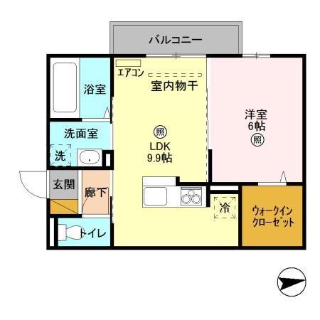 ALWAYS FRIENDRY 学園南(1LDK/3階)の間取り写真
