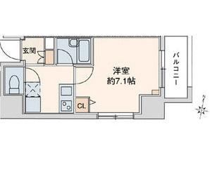 RIDGE堀田(1K/8階)の間取り写真