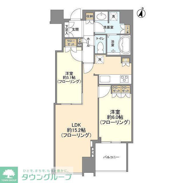 大崎ウエストシティタワーズW棟(2LDK/5階)の間取り写真