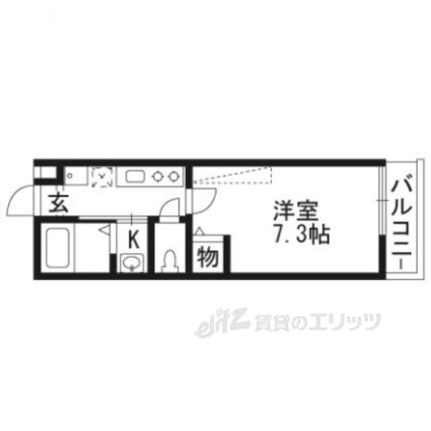 アークリード北野白梅町(1K/3階)の間取り写真
