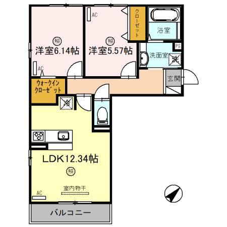 ウエスト PATH I(2LDK/3階)の間取り写真