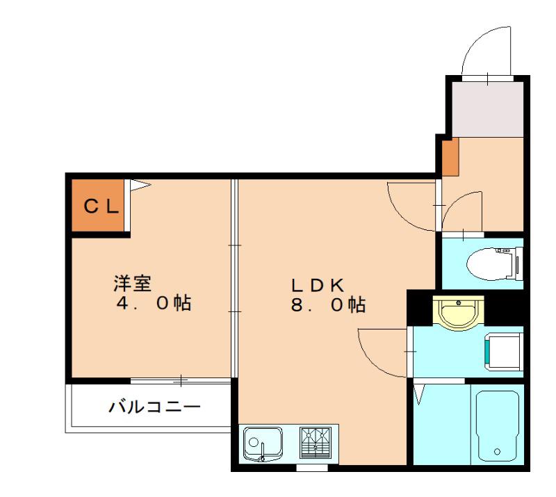 PLATINO片野(1LDK/3階)の間取り写真
