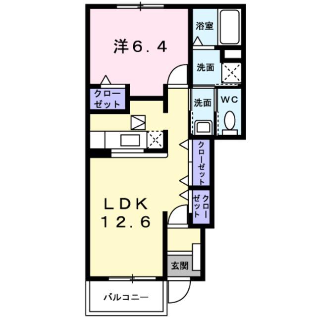 ジャスパーヒルズI(1LDK/1階)の間取り写真