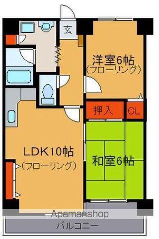 ニューライフ天神(2LDK/9階)の間取り写真