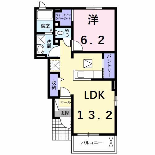アンジェール A(1LDK/1階)の間取り写真