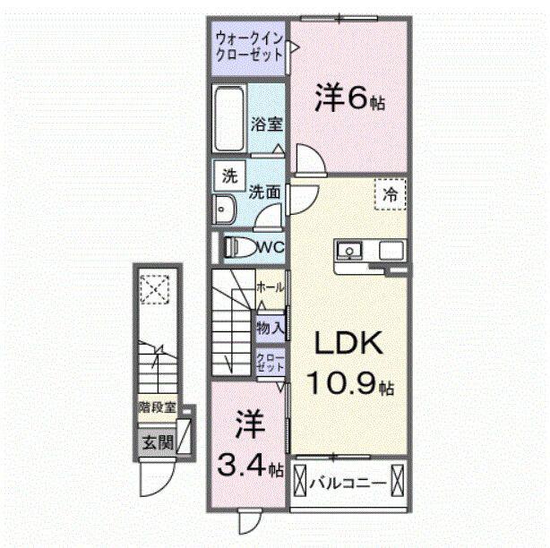 西深津町1丁目アパート(2LDK/2階)の間取り写真