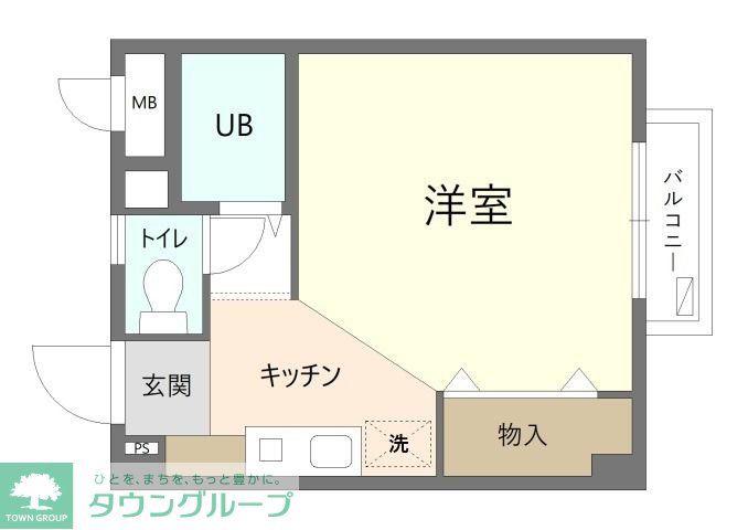 レインボーコート(ワンルーム/2階)の間取り写真