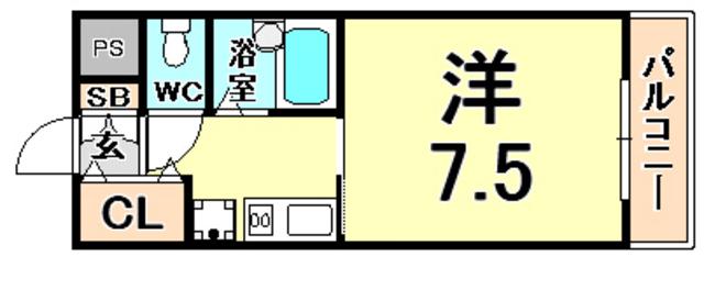 パル武庫川(1K/1階)の間取り写真