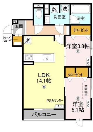 TORISIA緑橋(2LDK/3階)の間取り写真