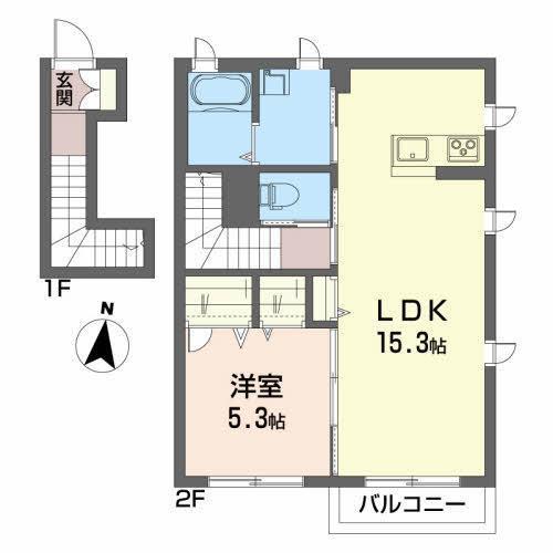 シャーメゾンアベル(1LDK/2階)の間取り写真