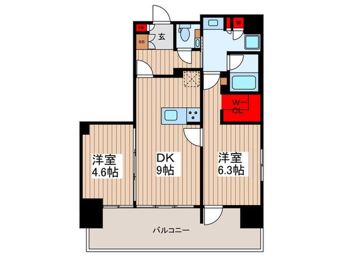 リテラス押上(2DK/7階)の間取り写真