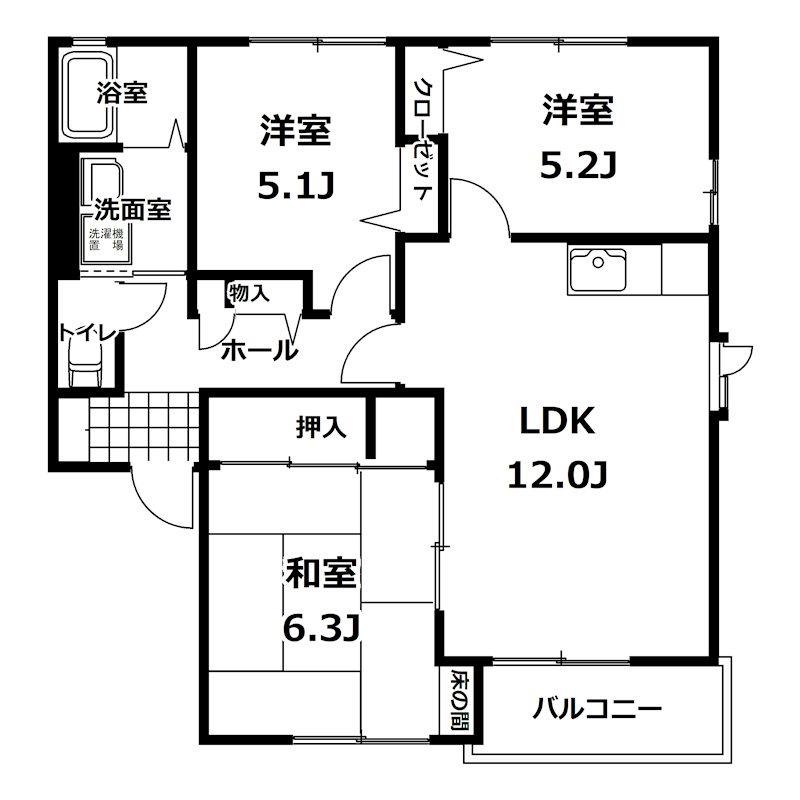 正神の杜ハイツA棟(3LDK/1階)の間取り写真