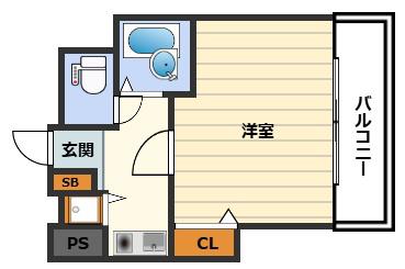リーガル天神橋(1K/3階)の間取り写真