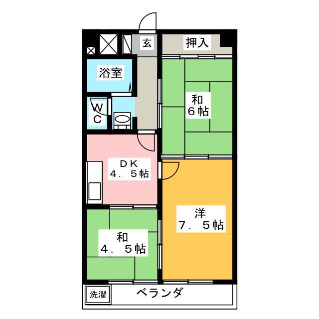 ナワダハイツ(3DK/2階)の間取り写真