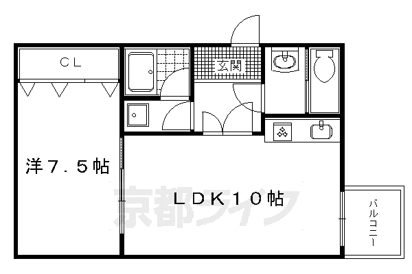 レヴィア北山(1LDK/3階)の間取り写真