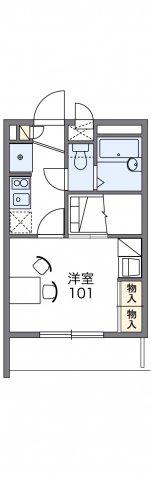 レオパレス多摩平(1K/1階)の間取り写真