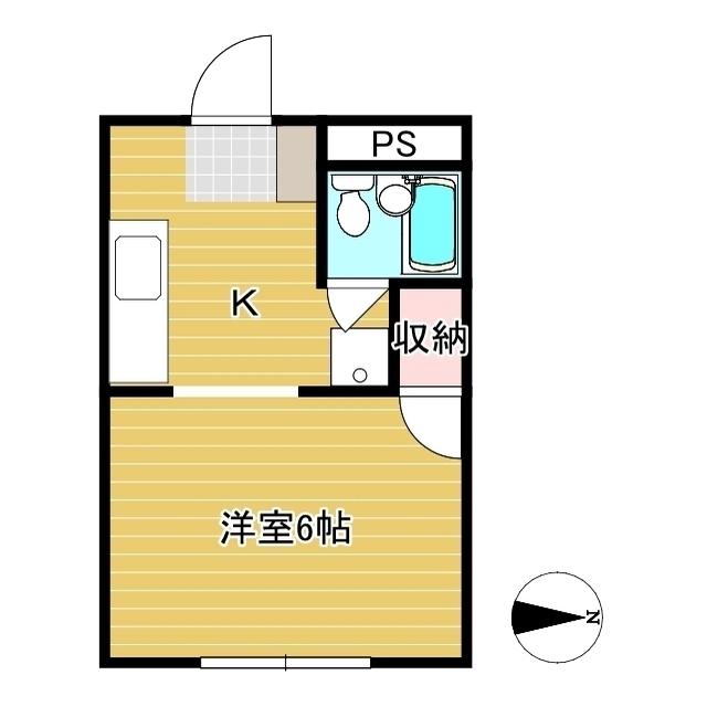 カレント弥生2(1DK/1階)の間取り写真