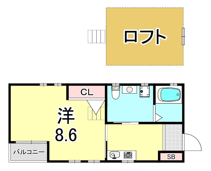 サイプレス山下町(1K/2階)の間取り写真