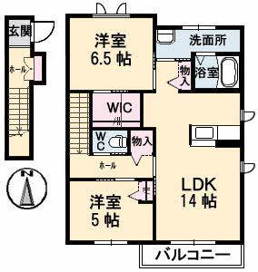 サンミッシェル(2LDK/2階)の間取り写真