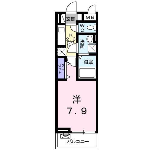 クレアーレ成田I(1K/1階)の間取り写真