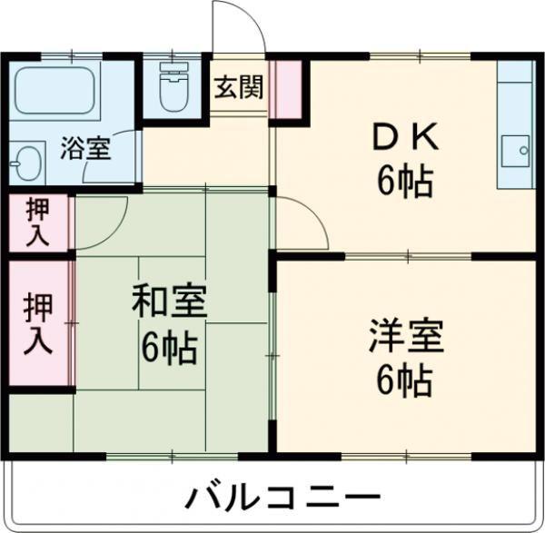 七福マンション西小島(2DK/1階)の間取り写真