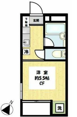 目黒壱番館(1K/2階)の間取り写真