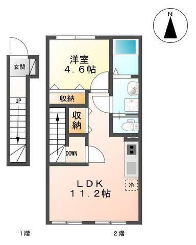 YSハウス(1LDK/2階)の間取り写真