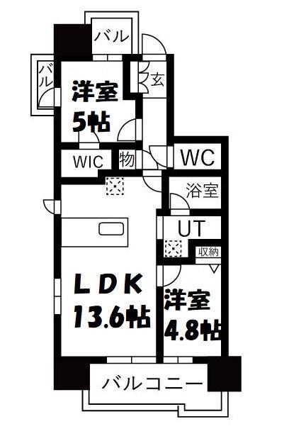 ダイアパレス セントラル ザ・フォート(2LDK/11階)の間取り写真