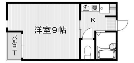 MOON下到津(1K/1階)の間取り写真