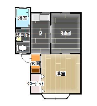 アーバンティ翡翠(2K/2階)の間取り写真